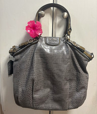 Authentic coach 2011 Grey and Green Crocodile Madison Lindsey Satchel picture