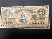Civil War 1864 $50 Confederate States Of America Paper Currency T66 Note picture