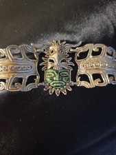 Vintage Salvador Teran Bracelet  Aztec Mask Mexico Marbel Marking BRUTALIST  picture
