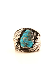 Old Pawn Sterling Silver And Turquoise Ring  Size 10 picture