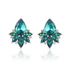 Vintage Rhinestone Earrings Sparkly Fancy Multi-Teardrop Colorful Crystal C - 02 picture