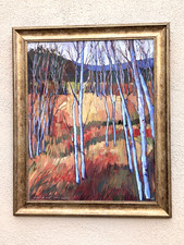Erin Hanson Aspens At Zion Framed Art Print Open Impressionism Signed 23x19.5 picture