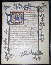 Early 15th Century Medieval Illuminated Manuscript Book of Hours Leaf BOA picture