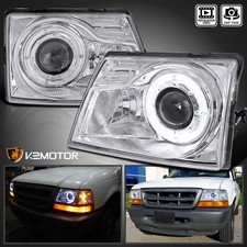 Fits 1998-2000 Ford Ranger LED Halo Projector Headlights Headlamps Left+Right picture