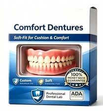 FLEXIBLE SILICON COMFORT LIGHT WEIGHT SOFT FIT EASY CLEANING DENTURES FULL SET picture