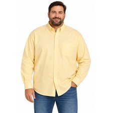 NWT Stafford Men's Big & Tall Oxford Shirt 20 36-37 Yellow GWD Monogram picture