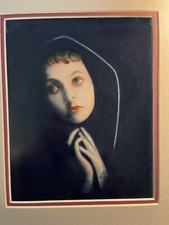 Painting on Porcelain by ES Foster- Young woman at prayer 15x12