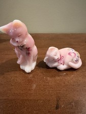 Fenton Holiday Parade Valentine's Day 2 Rosalene Cat Figurines Handpainted W/Box picture