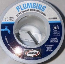 HARRIS 8 oz. Plumbing Silver Bearing Lead Free Solder, .118, # SSW800 ASTM B32 picture