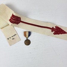 BSA Order of the Red Arrow Sash Felt + 1948 Abraham Lincoln Medal Boy Scout ID'd picture