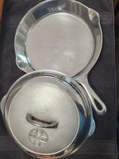 GRISWOLD NO. 8 CASTIRON SKILLET & LID; CHROME - EXTREMELY RARE CHROME CONDITION picture