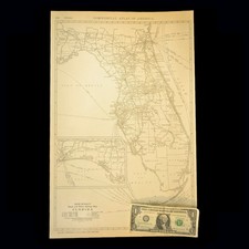 1920s Vintage FLORIDA Railroad Map Wall Art Antique Railway Mileage Map picture