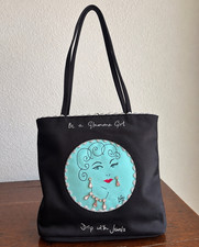 Lulu Guinness Black Mini Tote “Glamour Girl” Beaded Bag picture