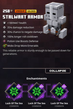 Minecraft Dungeons ~ x3 Luck of the Sea enchanted armor PS4 PS5 Xbox Switch PC picture