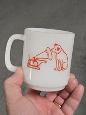 Vintage RCA Nipper Lancaster Pa 40 Th Anniversary Glasbake Milk Glass Coffee Mug picture