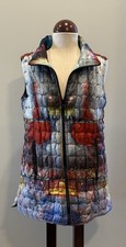 UBU Women’s Reversible Puffer Vest Wearable Art Abstract Size S-M Quilted NWT picture