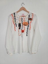 Vintage Quacker Factory Halloween Embellished Bling Pumpkin Shirt Size Large picture