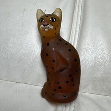Fenton Autumn Gold Satin Glass Mother Leopard  Hand Painted D Wright picture