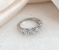 Natural 2.50 Ct Round Cut Diamond 14K Solid White Gold Half Eternity Band Ring picture