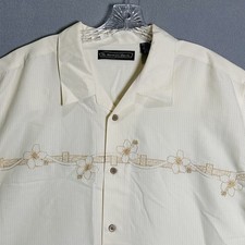 NWT Havanera Co Embroidered Button-Up Shirt Mens 2XL Off White Vacation Beachy picture