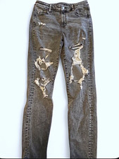 American Eagle Outfitters Women’s Skinny Jeans Gray Distressed Stretch picture