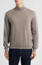 NEW Canali Beige Mockneck Wool Silk Blend Pullover Sweater Sz 52 NWT $595 picture