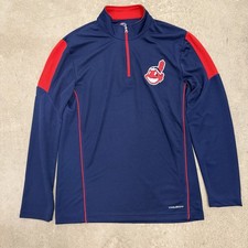 Vintage 90s Cleveland Indians Pullover Sweatshirt 1/4 Zip MLB Majestic Cool Base picture