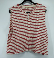 Madewell Striped V-Neck Textured Knit Button Front Shell Top Plus 2X NWT picture