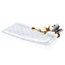 RORO 12 inch Vintage Crystal Fruit Snack Serving Plate with Enamel Butterfly picture