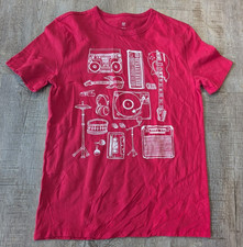 GAP Kids XXL Red Graphic T-Shirt Musical Instrument Collage Print Music Crew picture