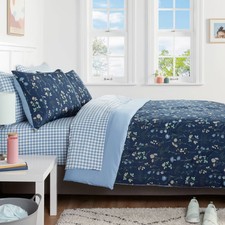 5pc Twin Extra Long Floral Printed Microfiber Reversible Comforter & Sheets Set picture