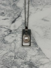 Akoya Pearl Necklace 67mm Silver Chain Stylish Jewelry Used picture