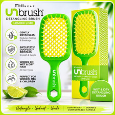 FHI Heat UNbrush Detangling Brush Wet Dry Hair DuoFlex Bristles Lemon Lime picture