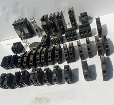 Lot of 40 Circuit Breakers assorted  Single Double 3 Pole 20 30 60 Amp Lot 135 picture