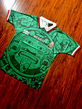 Mexico 1998 World Cup ABA Sport Green Aztec Retro Soccer Jersey Small picture