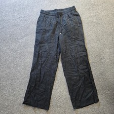 Quince Pants Womens Large Black European Linen Wide Leg Pull On Pockets Casual picture