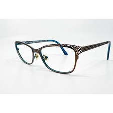 Ogi Eyewear Eyeglasses Women Brown Teal Cat Eye 51-17-135 3133 picture