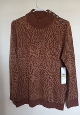 Calvin Klein Shirt Women's Size M Brown Long Sleeve Mock Neck Knit Top NEW picture