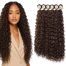 FLUFYMOOZ Curly Hair Bundles, 6PC 100％ Pure Protein Silk Kinky Weave Hair Bun... picture