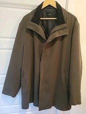 Sanyo NY Tokyo Mens Over Coat Size L Olive Green Quilted Liner Eco Circle  picture