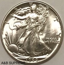 1944 Walking Liberty Half Dollar From OBW Roll Estate CH-GEM Bu Unc 90% Silver picture