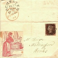 GB Kent 1842 ILLUSTRATED Cover *Rochester* MX Red WASHER WOMAN Engraving T131 picture