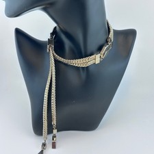 Monet Vintage Gold tone Multi Strand Herringbone Geometric Drop Slide Choker picture