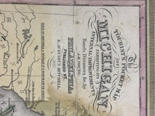 Original, RARE 1835 framed pocket map of Michigan. Published by S. Augustus picture