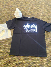 Stussy Men's Black Shanghai Graphic Logo Crew Neck Short Sleeve T-Shirt XL picture