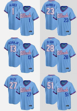 Atlanta Braves Powder Blue City Connect Stadium Jersey All Stitched Mens NWT picture