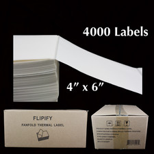 4000 4x6 Fanfold Direct Thermal Shipping Labels for Zebra & Rollo Printers  picture