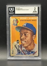 1954 Topps Hank Aaron #128 (RC) BGS 2 With BAS Auto. picture