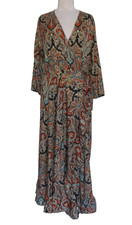 Cienna Designs Australia Silk Blend Paisley Floral Wrap Maxi Dress XL Women picture