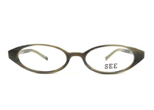See Petite Eyeglasses Frames 3239 1.BELN Olive Green Horn Full Rim 46-16-140 picture